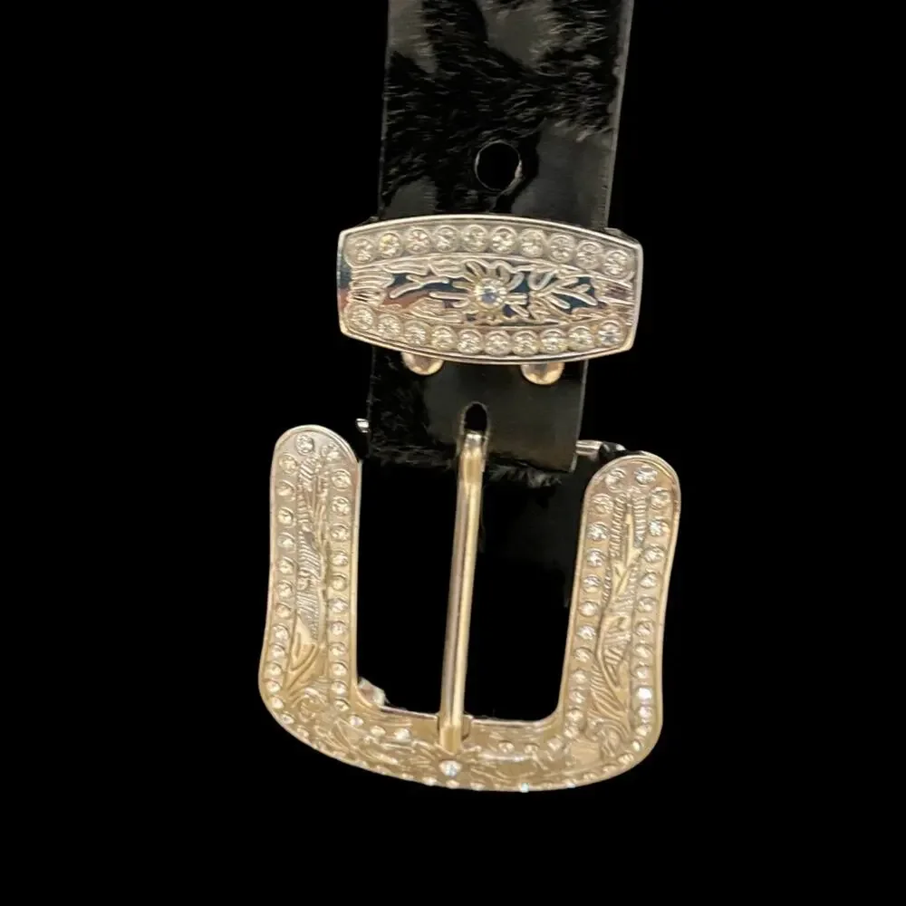Black and Purple Embellished Belt Length around 45